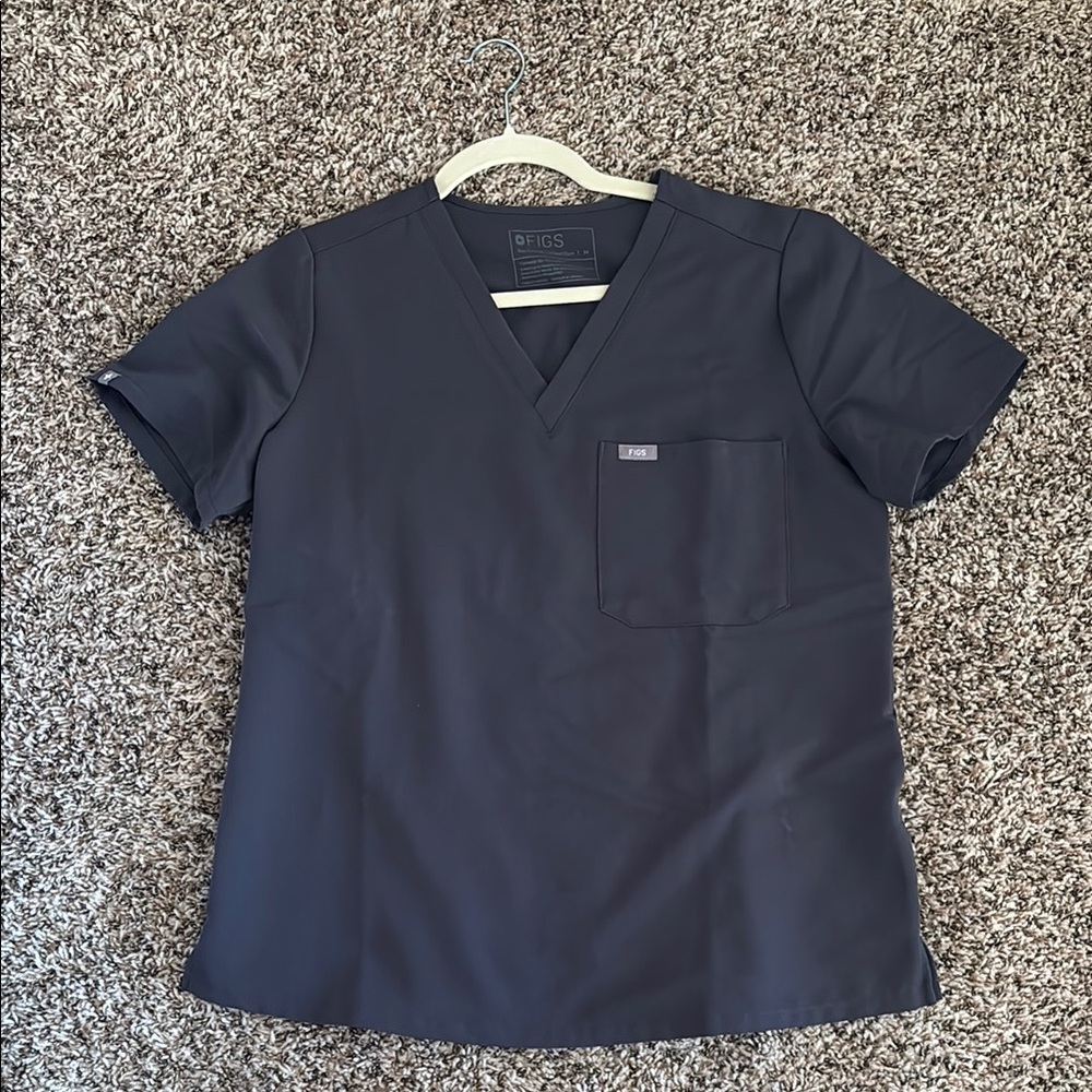 Figs Catarina scrub top charcoal grey size medium